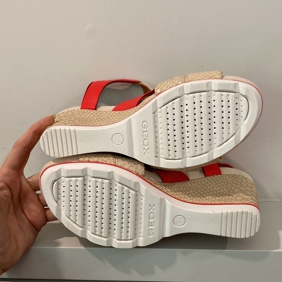 Geox Red Sophie Colour Block Sporty Wedge Sandals - Picture 16 of 16